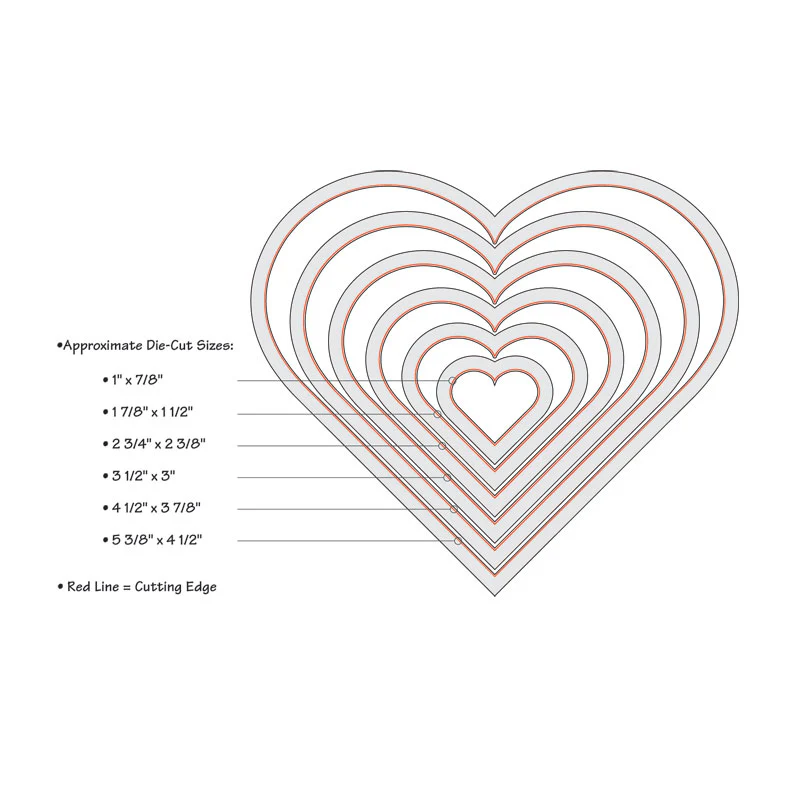 Sizzix Framelits Die Set 6PK Hearts - Image 3