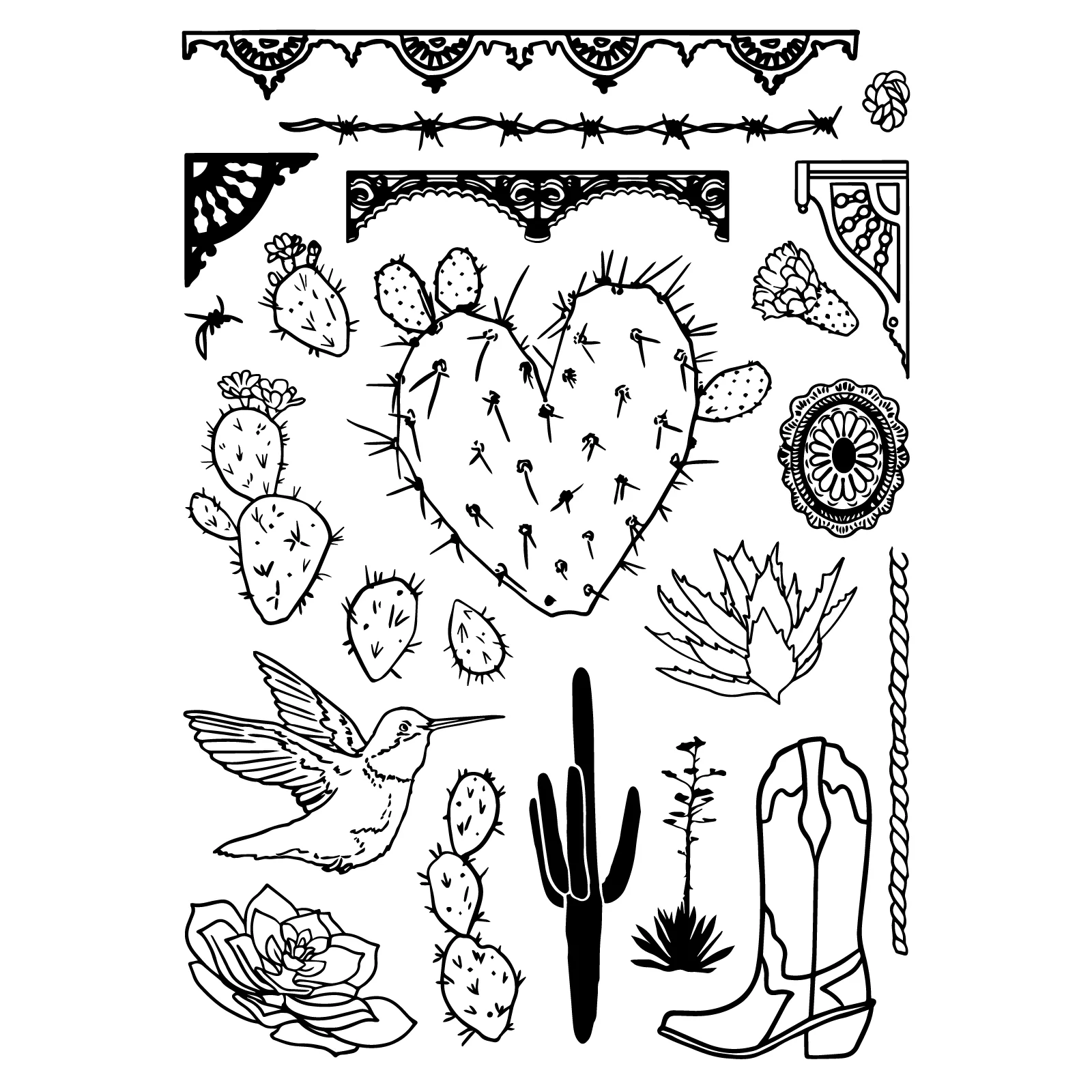 Sizzix Studio Stamps Set 22PK w/3 PK Stencils - Western by Vic Hollins - Image 7